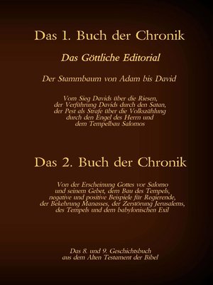 cover image of Das 8. und 9. Geschichtsbuch aus dem Alten Testament der Bibel
